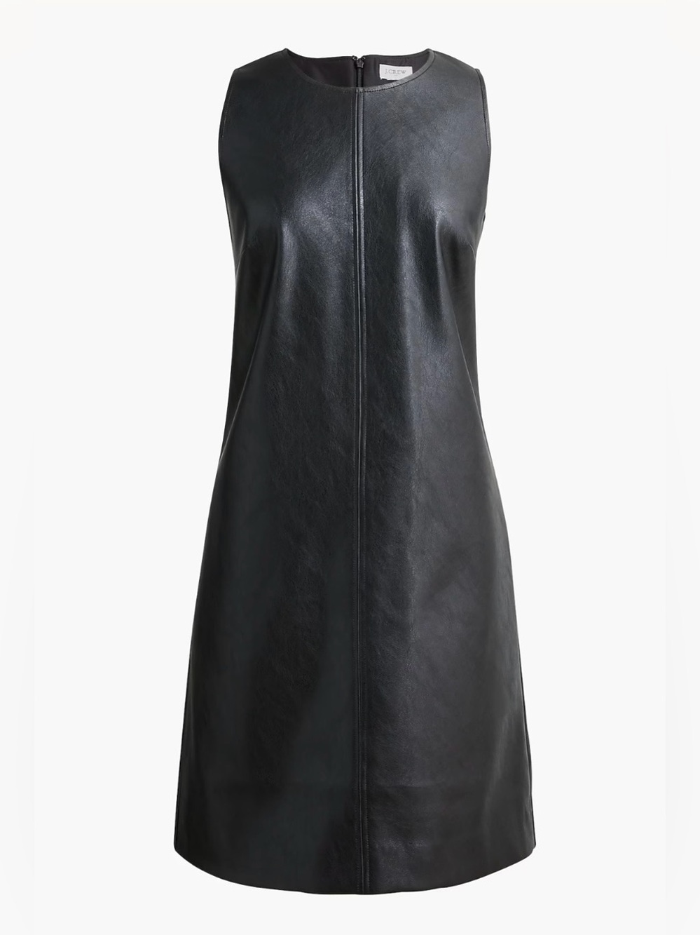 NWT J Crew Factory size 8 black faux leather sleeveless shift dress grunge fall